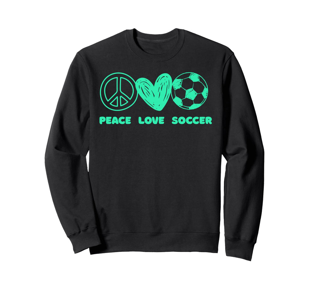 Peace Love Soccer Fan Minty Green Soccer Sweatshirt - Graphic Print Unisex
