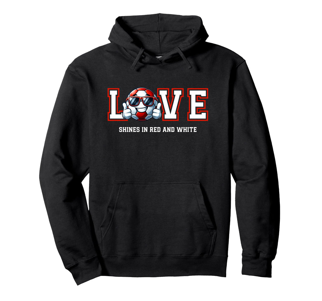 Cartoon Soccer Ball Red And White Fans Hoodie - Streetwear Style Unisex