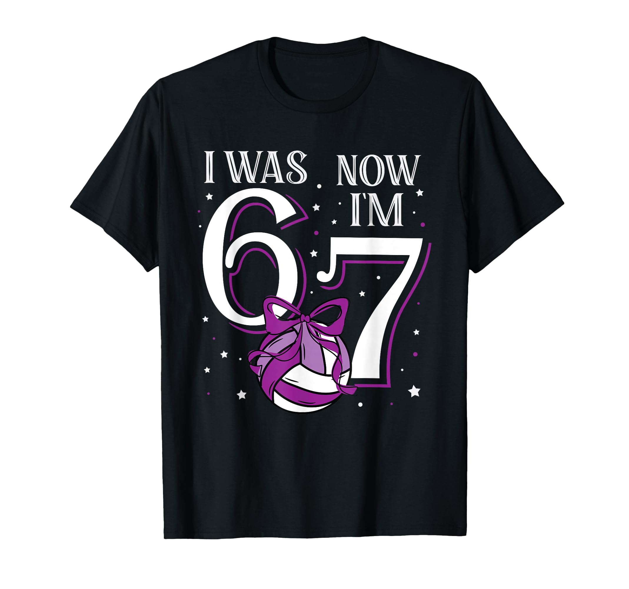 Volleyball Was 6 Now Im 7 Purple 67 T-Shirt - Fun Novelty Design Men Women