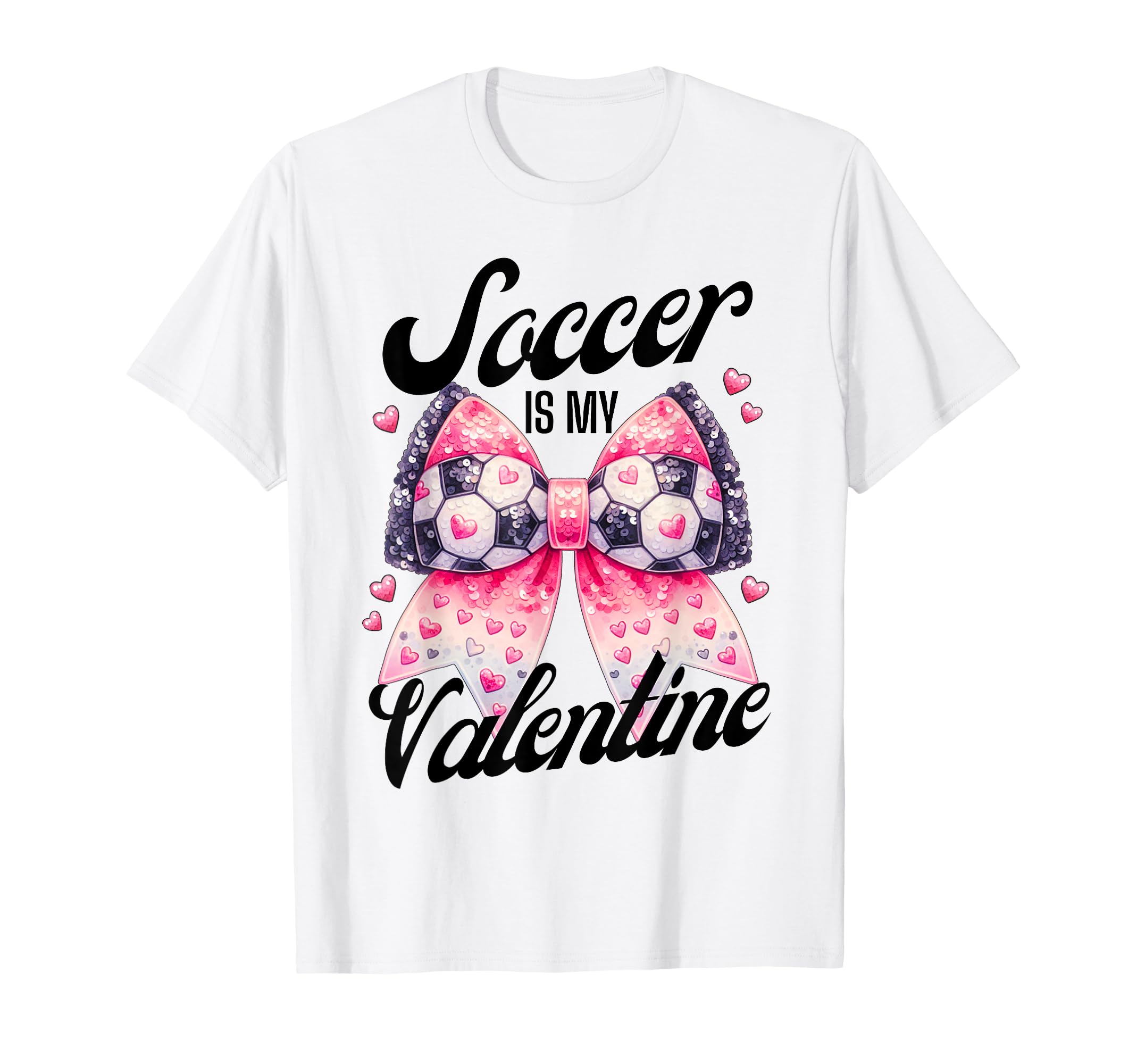 Soccer Is My Valentine Coquette Bow T-Shirt - Trendy Graphic Unisex