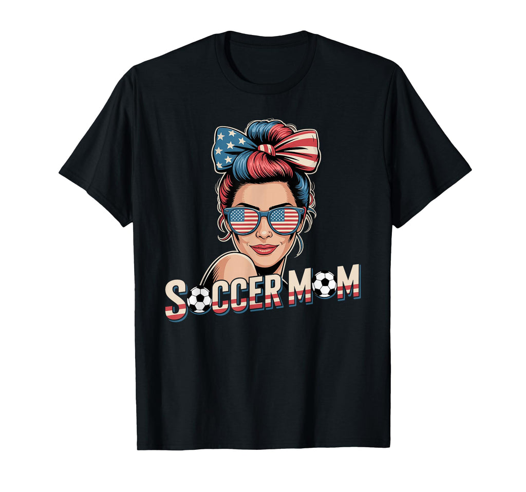 Patriotic Soccer Mom American Flag T-Shirt - Trendy Graphic for Adults
