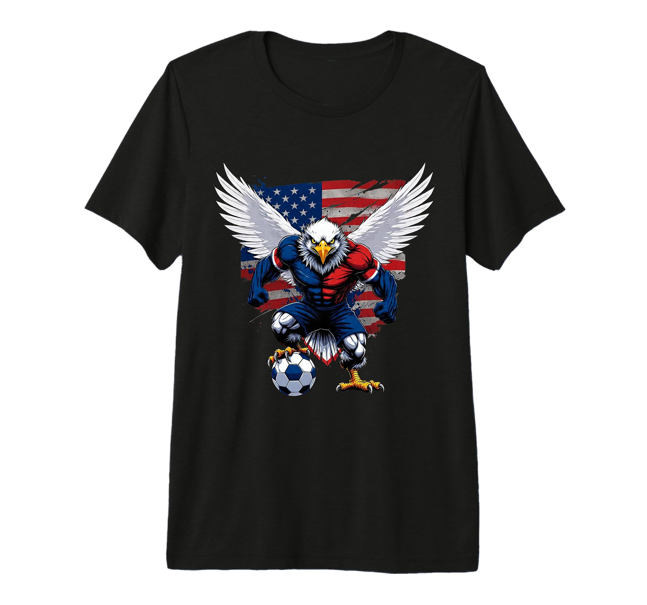 American Soccer Eagle Animal Art T-Shirt - Casual Everyday Wear Men Women