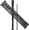 Recorder Instrument for Beginner Kids Adults,8-Hole Soprano Descant Recorder Music Flute with with Cleaning Rod & Leather Case For School Student Home Entertainment(2-Black Marble)