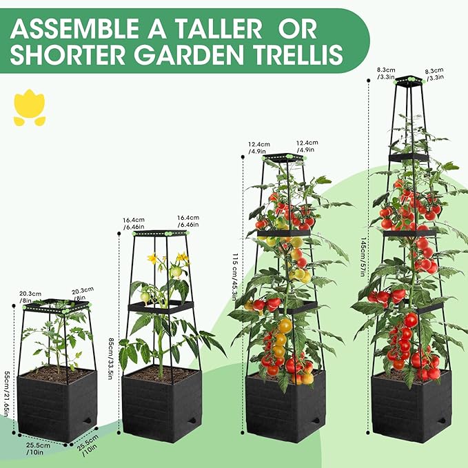 MQFORU Tomato Planter with Trellis, 57" Self-Watering Tomato Planter Boxes for Climbing Vegetable and Plants, Raised Garden Bed with Tomato Planter Cage for Indoor Outdoor Use