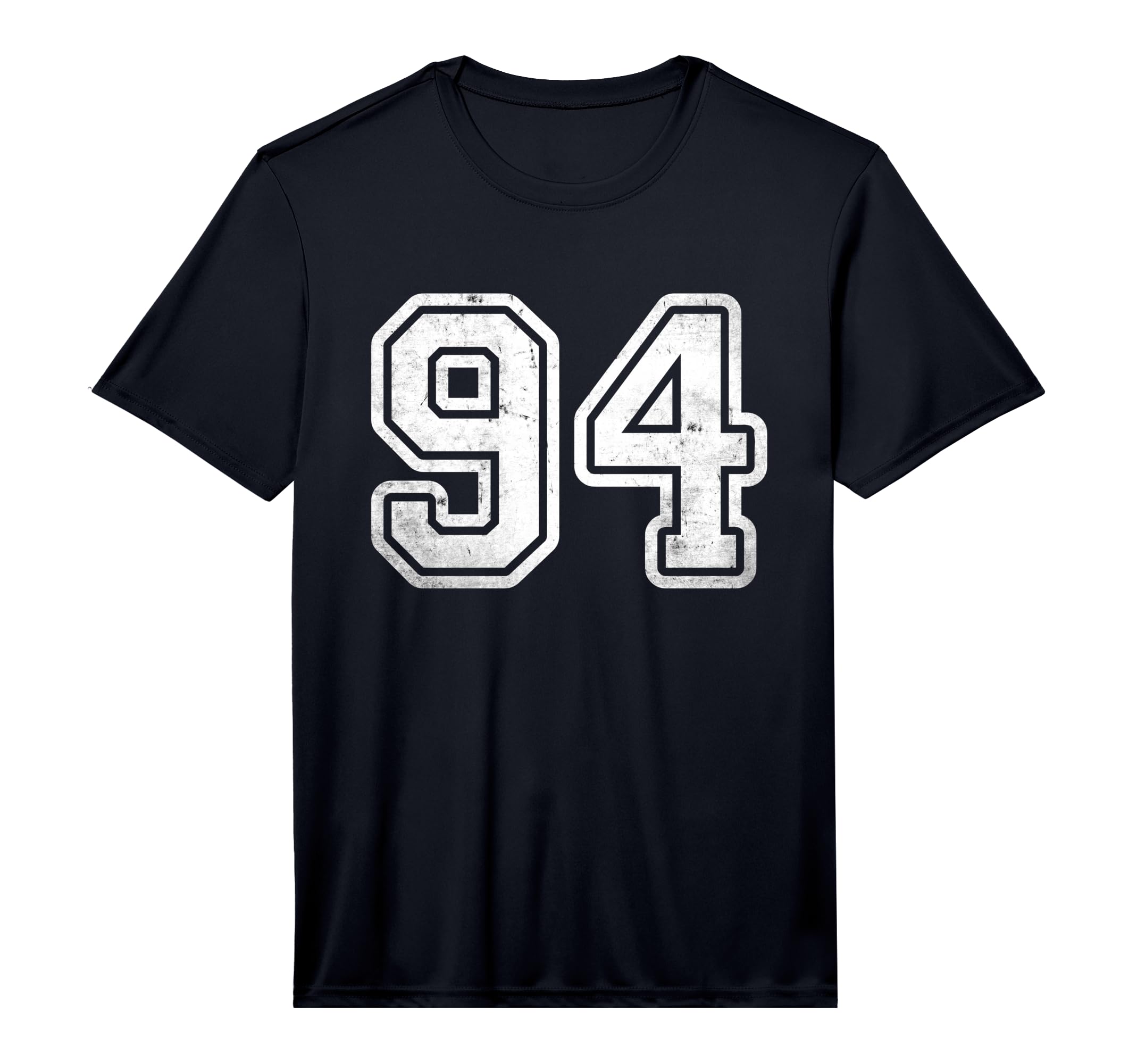 Number 94 Distressed White Sport T-Shirt - Casual Everyday Wear for Adults