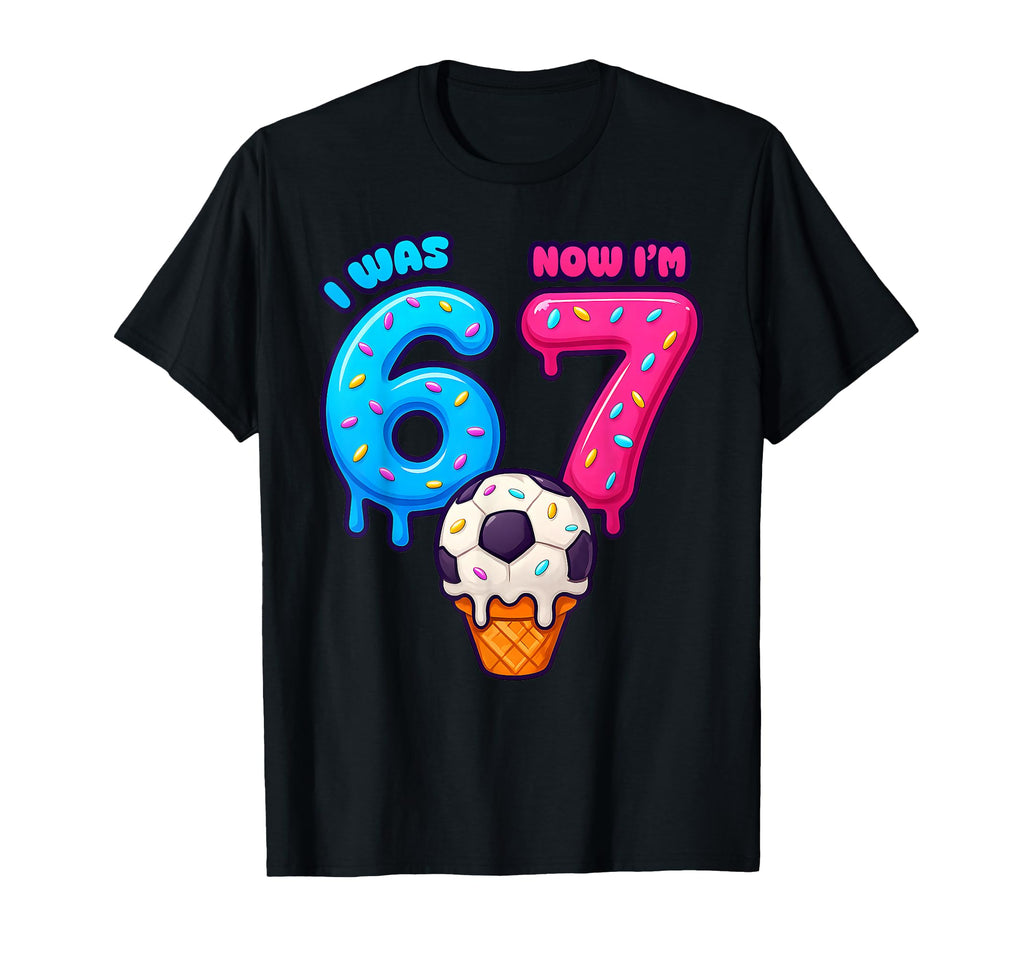 I Was 6 Now Im 7 7Th Birthday Ice Cream T-Shirt - Graphic Print Unisex