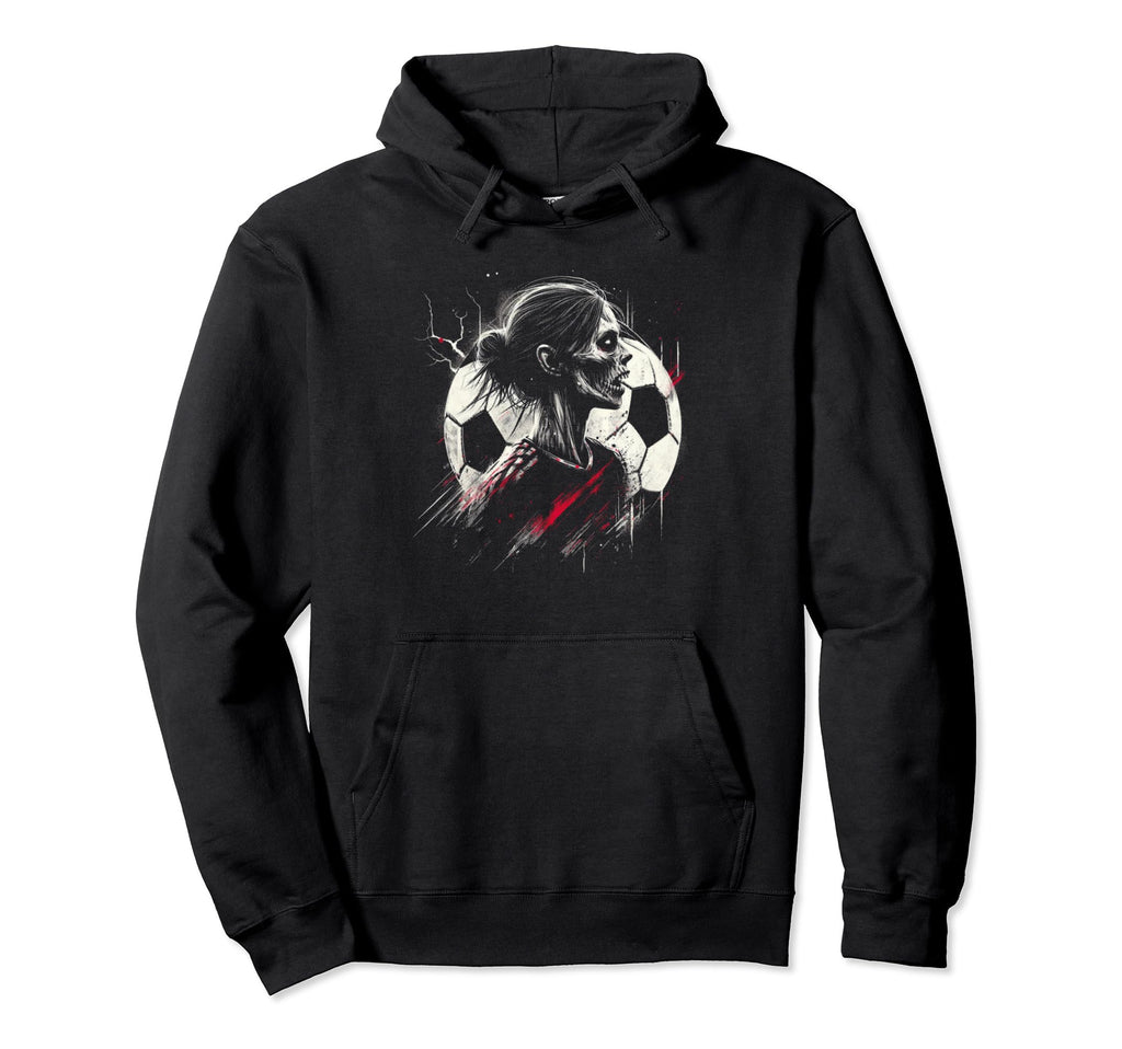 Female Zombie Soccer Player Creepy Hoodie - Unique Graphic Men Women