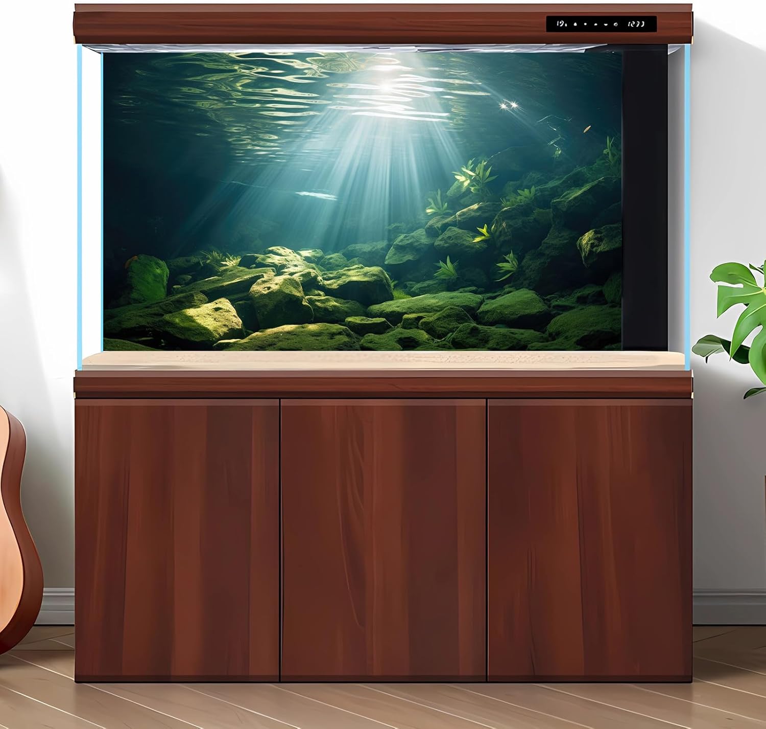 Under The Sea Aquarium Background Aquatic Plants Deep Sea Fish Tank Background Underwater Sunray Rock Terrarium Backgrounds Deep Ocean Floor Tropical Fish Tank Backgrounds Decorations 24x12in