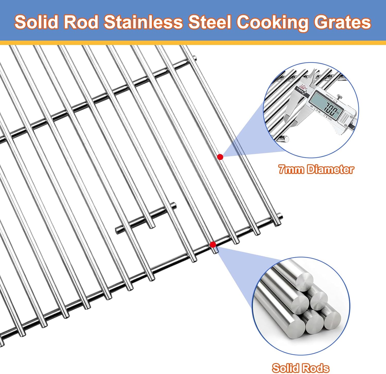 CGG-306 Heat Plates and Grill Grates Replacement for Home Depot Nexgrill 820-0033, Cuinart CGG-306, 820-0033M 820-0007B 820-0015 820-0007 820-0007G Stainless Steel Grill Flame Tamer