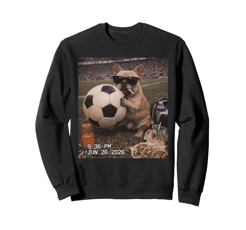 Funny French Bulldog Soccer Dog Sweatshirt - Custom Art Print Men Women