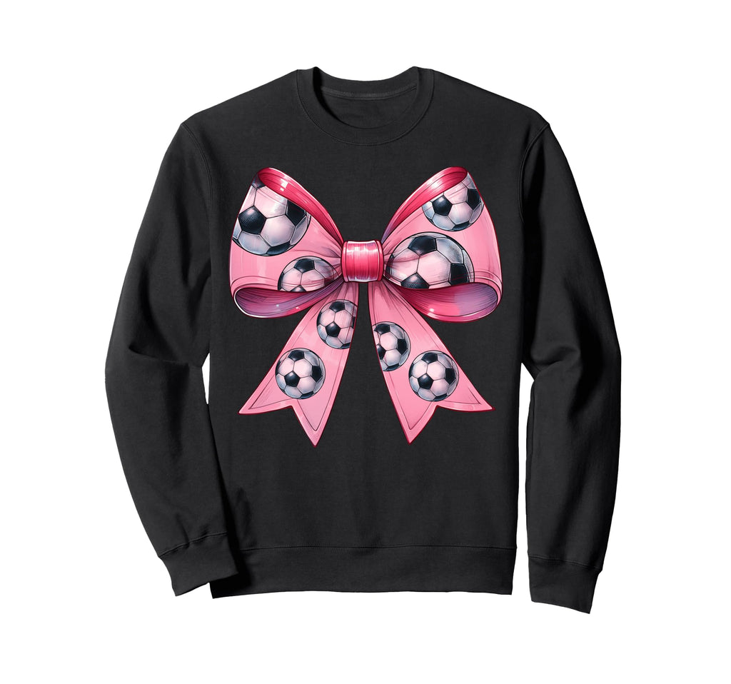 Coquette Bow Soccer Ball Pattern Sweatshirt - Minimalist Print Unisex