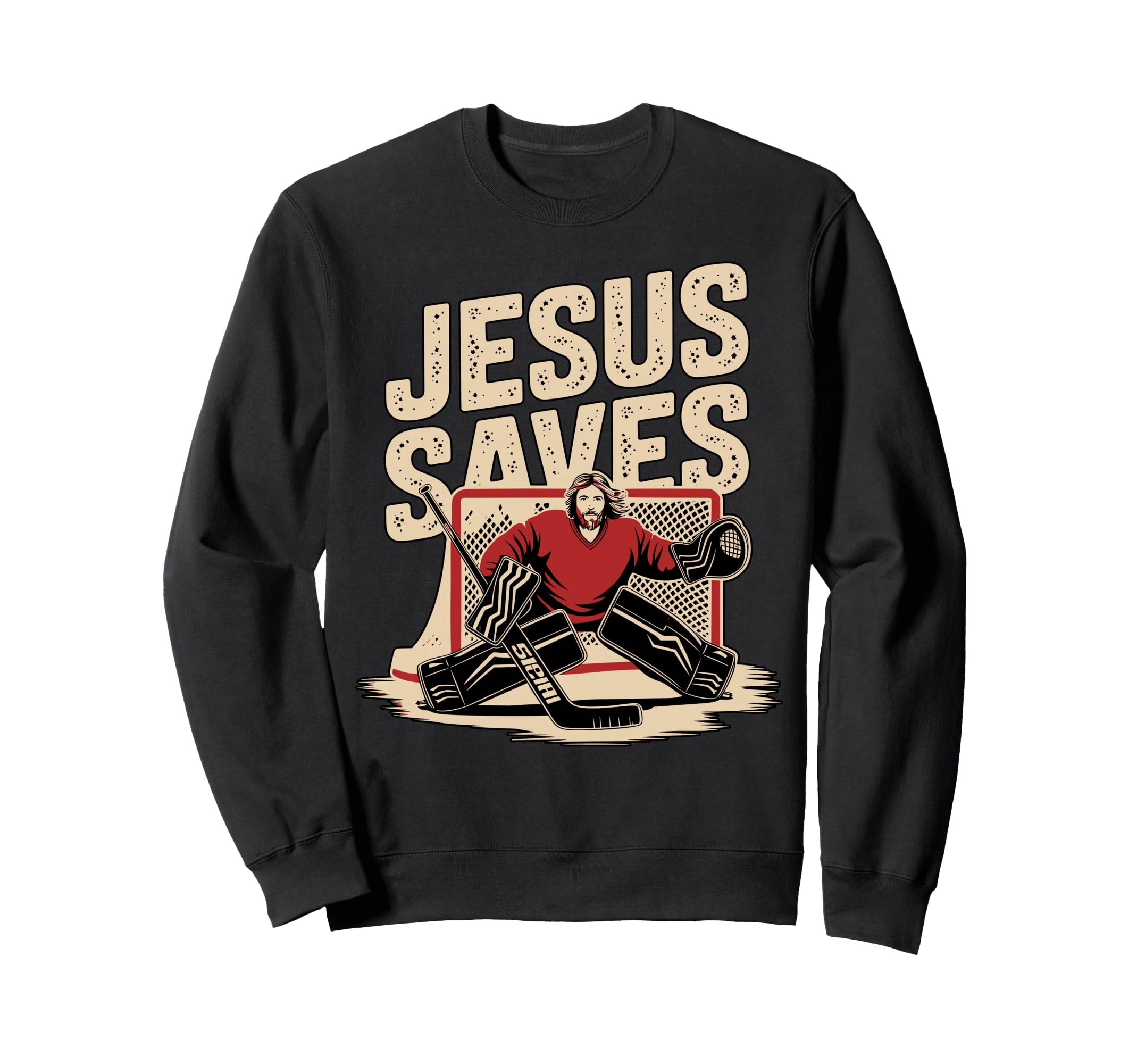 Jesus Saves Ice Hockey Goalkeeper Sweatshirt - Graphic Print Unisex