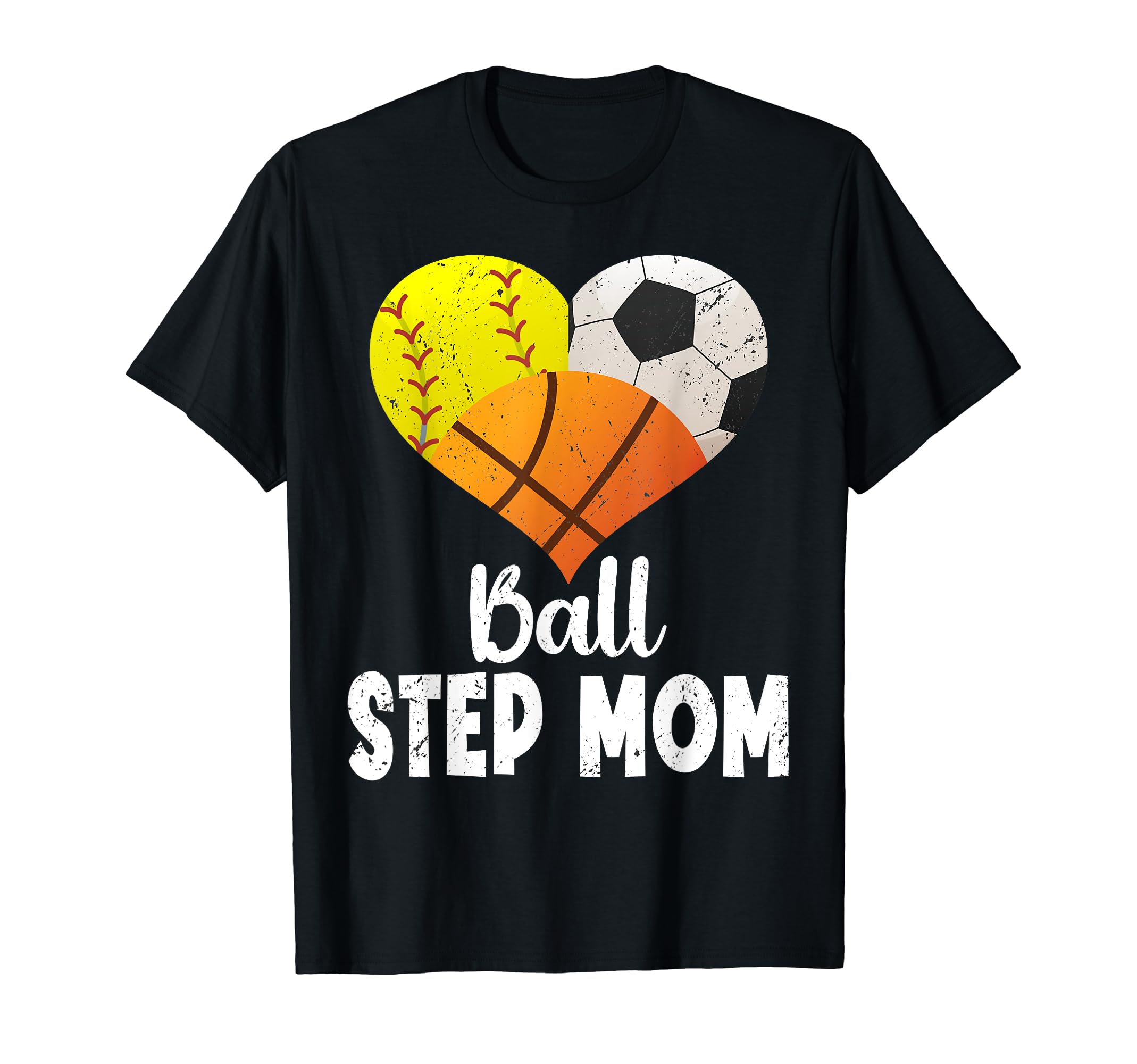Ball Step Mom Heart Softball Soccer T-Shirt - Custom Art Print Unisex