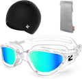 ZIONOR G1 Lite Swim Goggles with Swim Cap Comfortable Anti-fog Swimming Goggles Cap Set for Adult Men Women