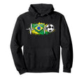 Football Heartbeat Brazil Flag Soccer Hoodie - Graphic Print for Adults