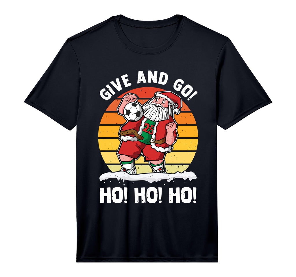 Give And Go Ho Ho Ho Funny Santa Soccer T-Shirt - Unique Graphic Men Women