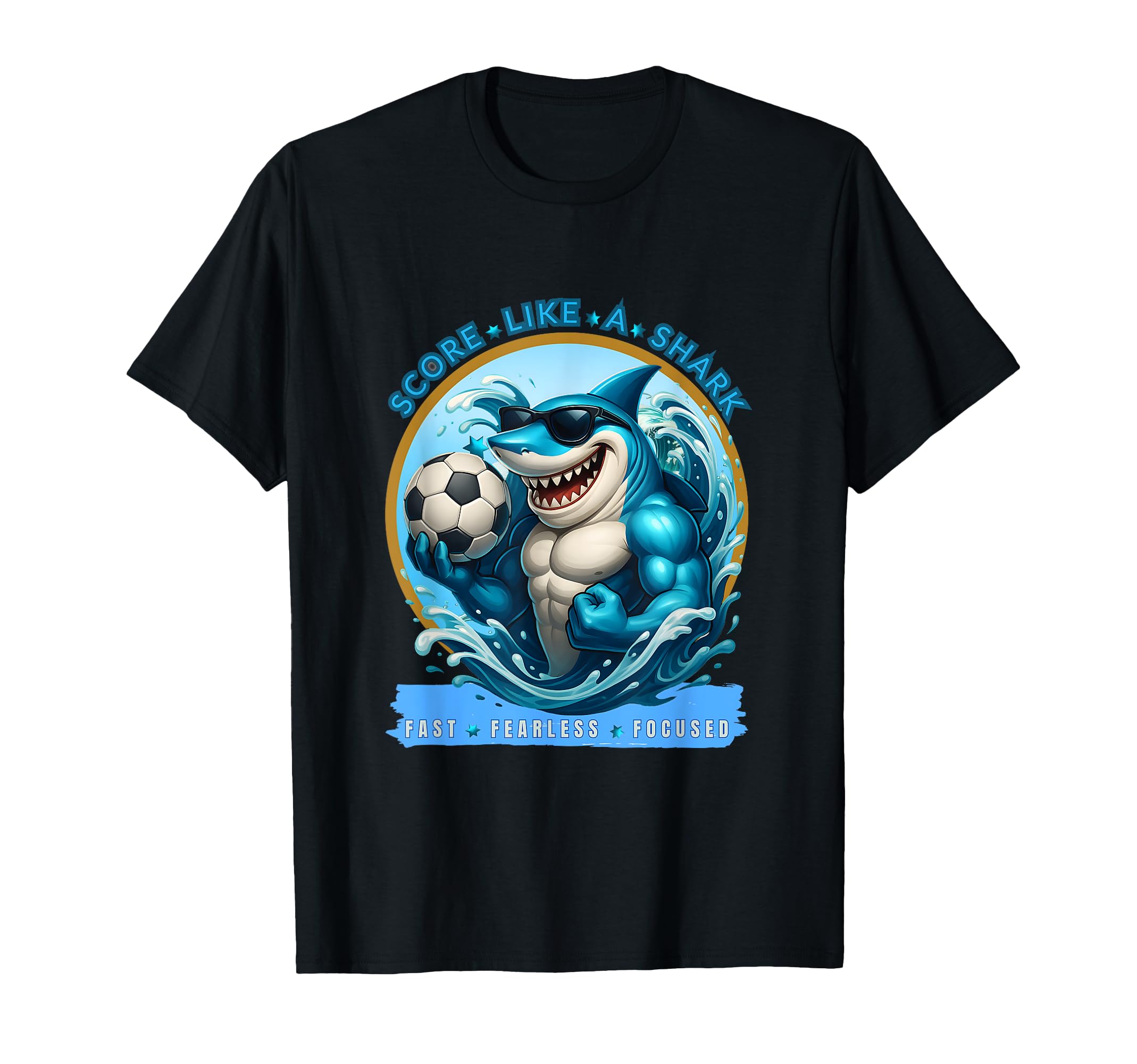 Score Like Shark Funny Soccer Shark T-Shirt - Streetwear Style for Adults