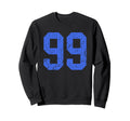 Distressed Royal Blue Number 99 Jersey Sweatshirt - Novelty Apparel Unisex