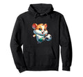 Funny Hamster Soccer Player Kicking Ball Hoodie - Graphic Print for Adults