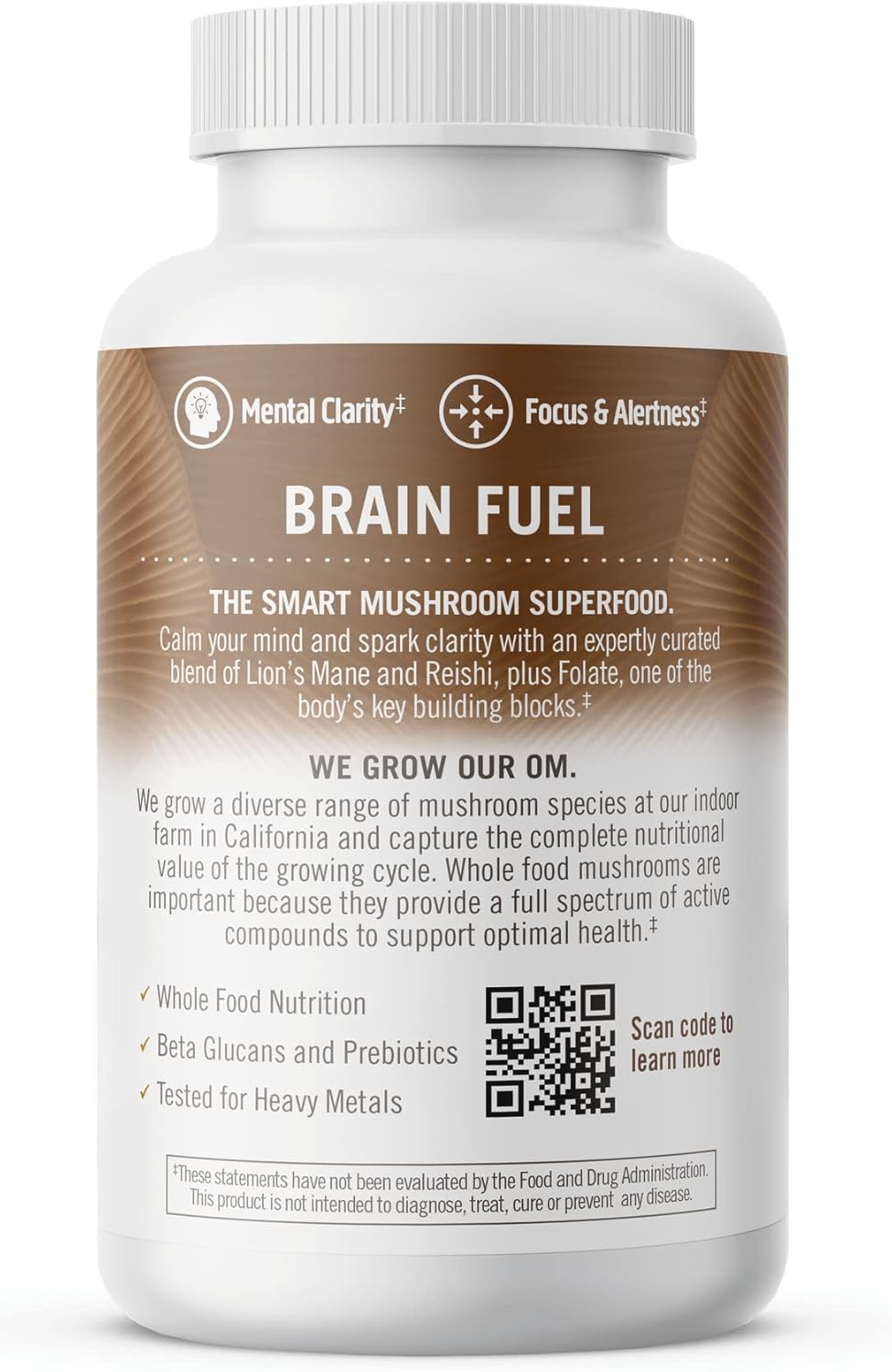 Om Mushroom Superfood Brain Fuel Capsules, 90 ct - Lion's Mane & Reishi (Packaging May Vary)