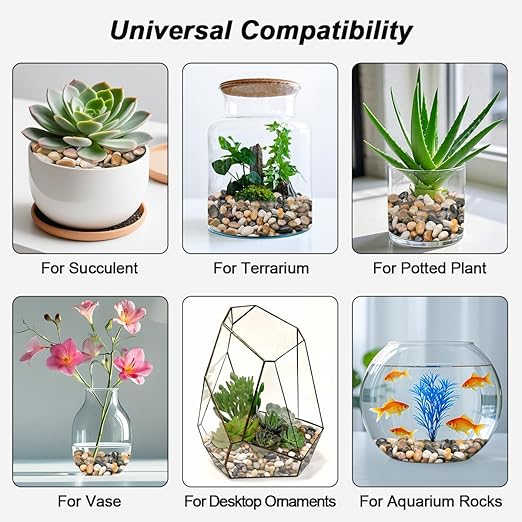 River Rocks, Decorative Ornamental Pebbles,Garden Landscaping Stones,Gravel Filler for Home Decoration Flower Bed Fish Tank Plants Vases Succulents