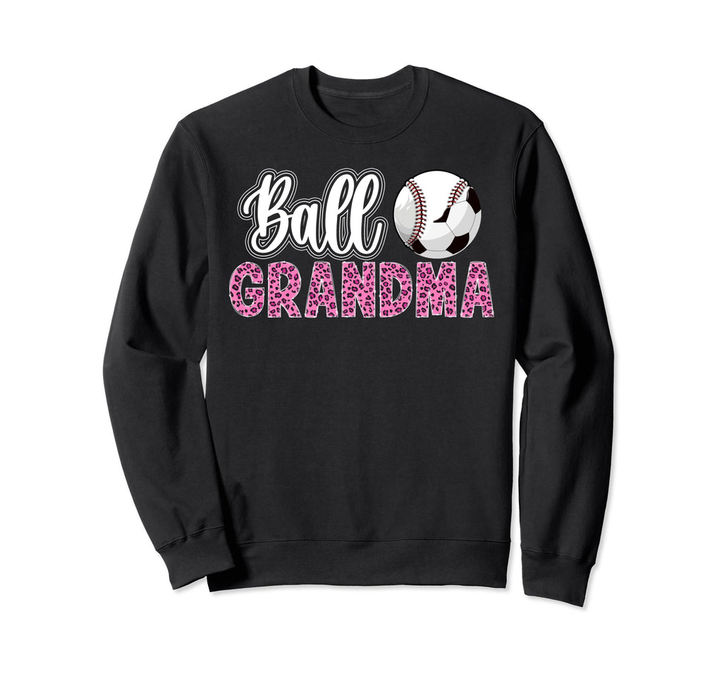 Ball Grandma Leopard Soccer Baseball Sweatshirt - Unique Graphic Men Women