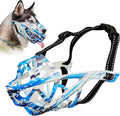 Dog Muzzle for Large Dogs, Breathable Basket Muzzles for Small, Medium and X-Large Aggressive Dog, Allows Panting Drinking, Suitable for Grooming Trimming Training (Camouflage Blue, S)