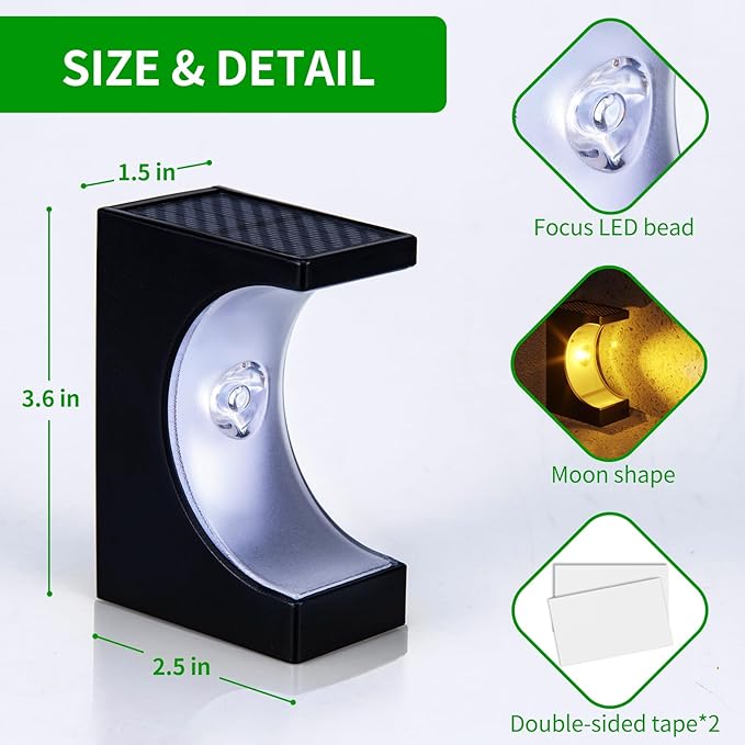 JSOT Solar Step Lights Outdoor - 12 Pack Waterproof Stair Light Outside Warm White Light Deck Lighting for Patio Stairs Garden Decor