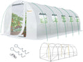 KING BIRD Premium 25x10x6.6FT Greenhouse for Outdoors, Large Walk-in Heavy Duty Galvanized Steel Frame, Mesh Door Screen Window Upgraded Zipper Tunnel Hoop for Garden Plant Winter, White