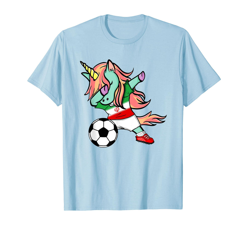 Funny Dabbing Unicorn Iran Football T-Shirt - Custom Art Print Men Women