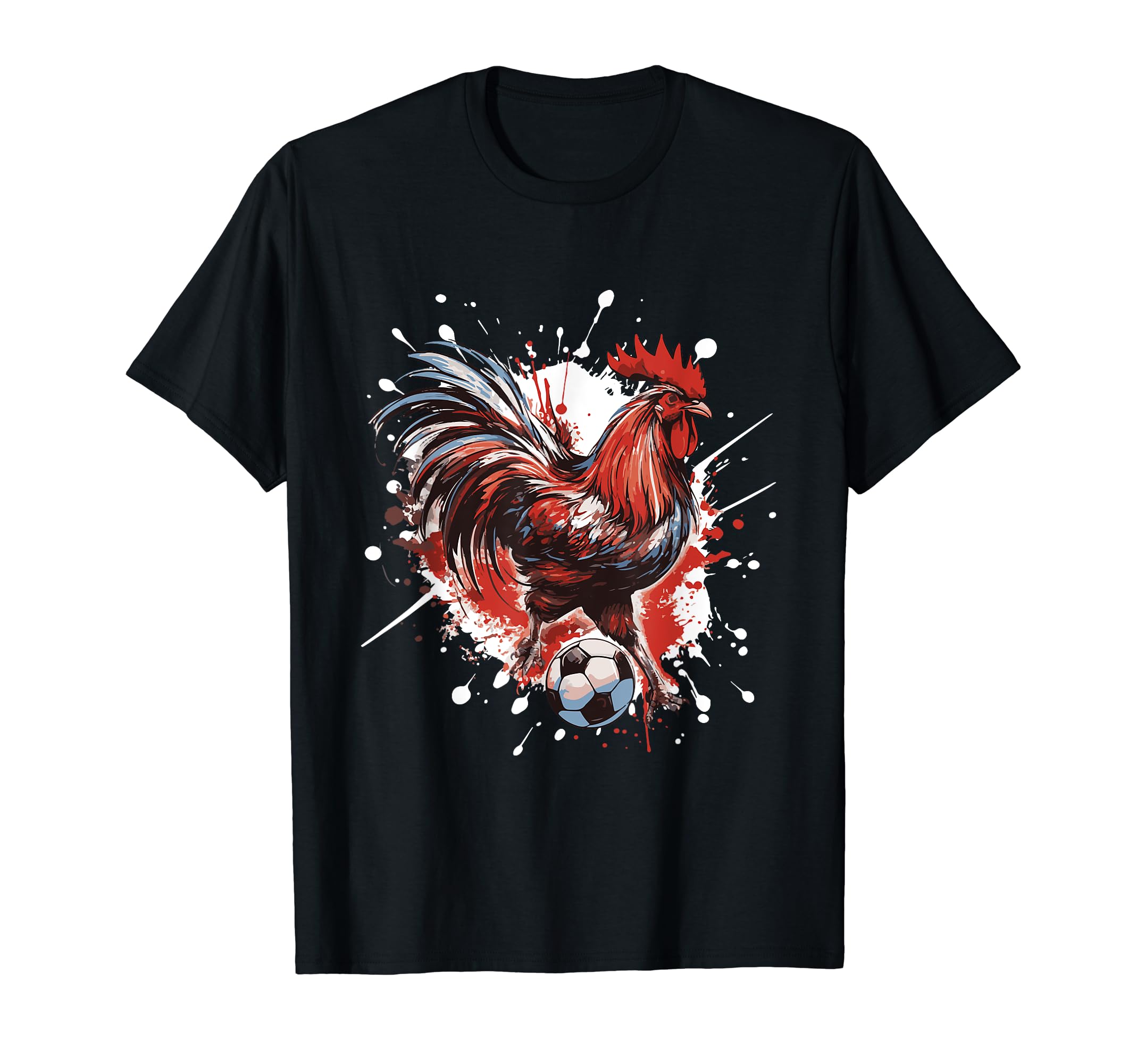 Rooster Playing Soccer Funny Animal T-Shirt - Novelty Apparel for Adults