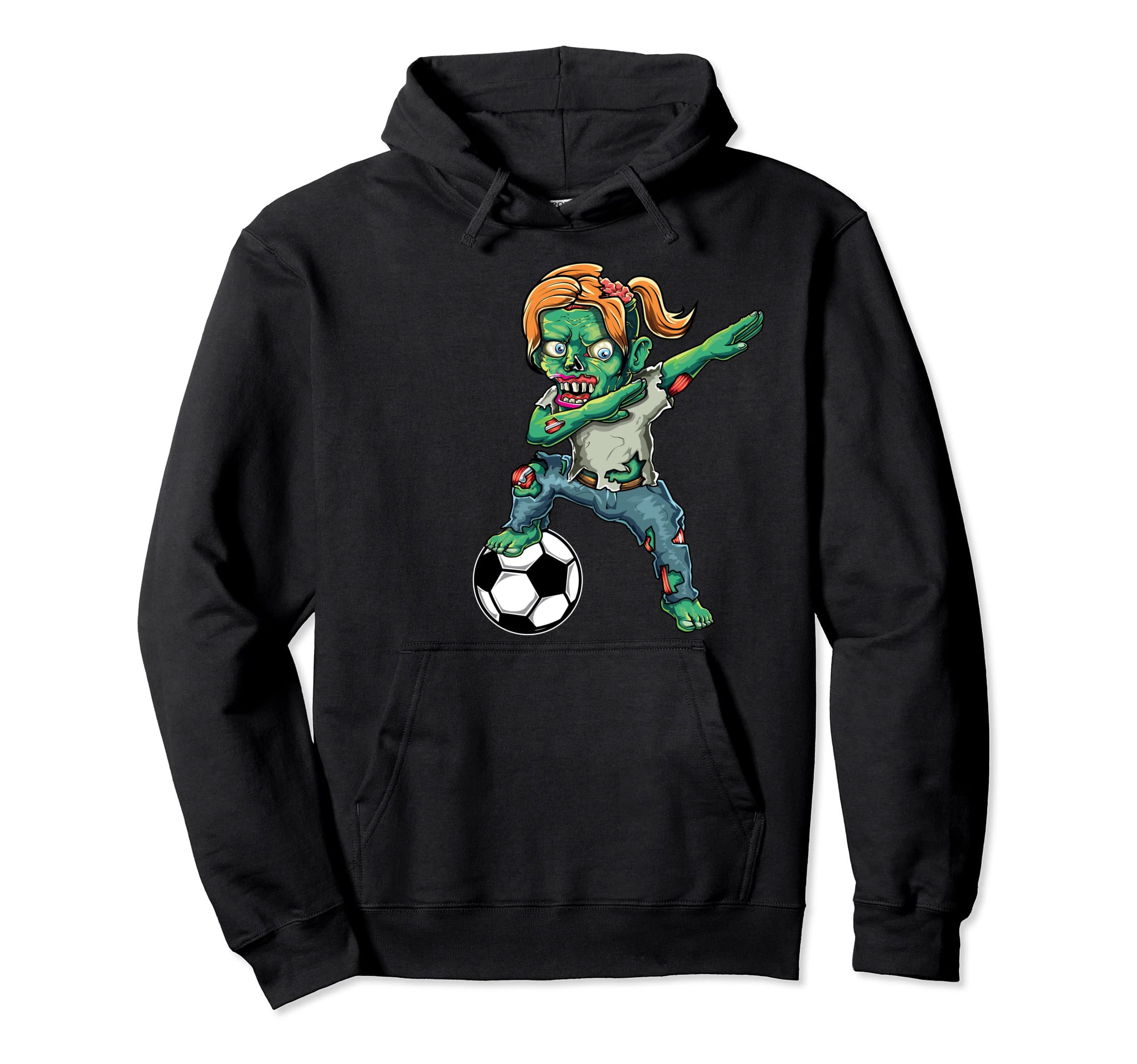 Female Zombie Halloween Soccer Hoodie - Fun Novelty Design for Adults