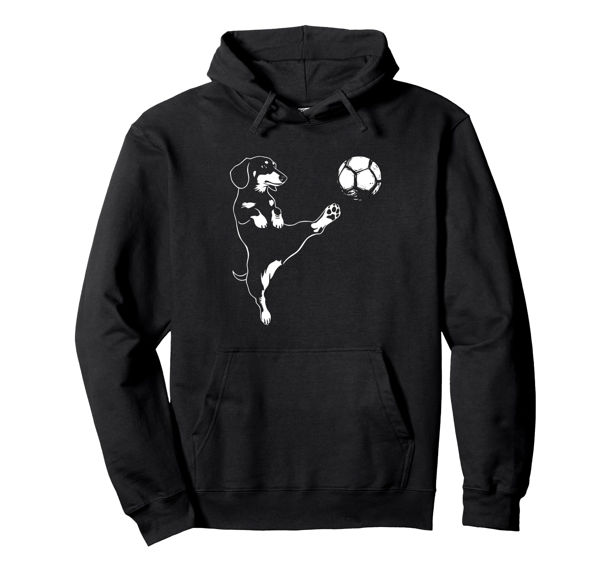 Dachshund Soccer Dog Kicking Ball Hoodie - Novelty Apparel for Adults