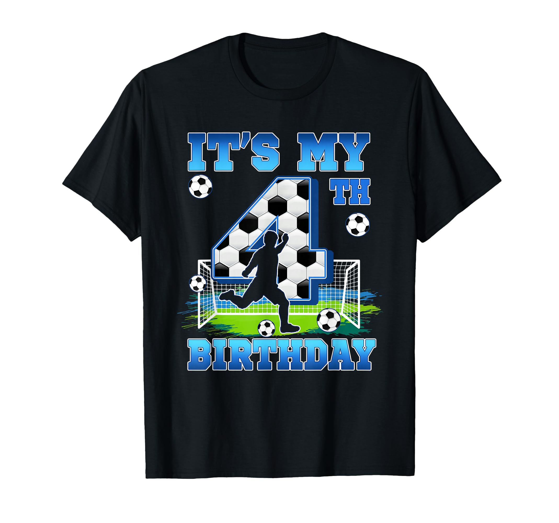 Its My 4Th Birthday 4 Year Old Soccer T-Shirt - Minimalist Print Unisex