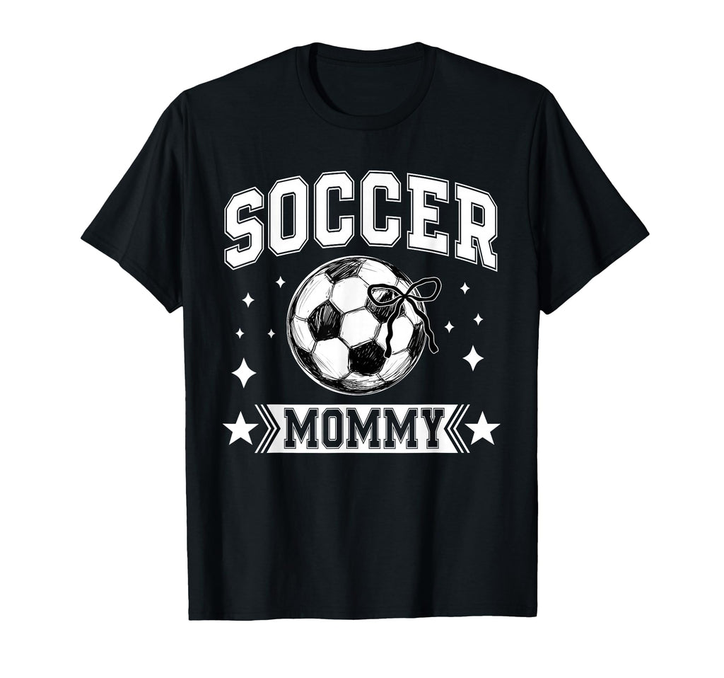 Coquette Bow Soccer Mommy Soccer T-Shirt - Casual Everyday Wear Men Women