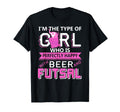 Beer And Futsal Funny Power Indoor T-Shirt - Minimalist Print for Adults