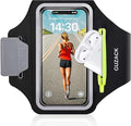 GUZACK Running Armband for iPhone 16 15 14 13 Pro Max, Galaxy S25 S24 S23 S22, with Card Slot & Key Pockets, Running Phone Holder, Fit Up to 6.9 Inches Phone - Size S (Smaller Arm 9-14 in)