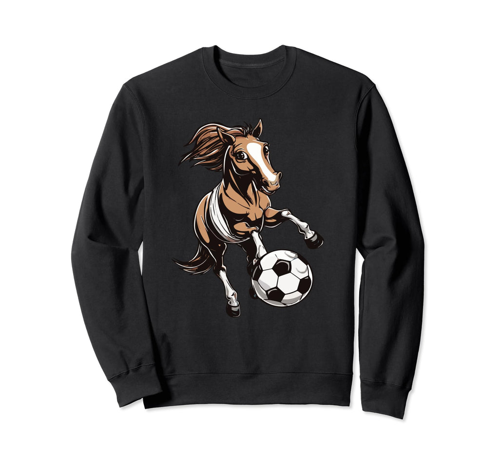 Funny Horse Soccer Player Sweatshirt - Casual Everyday Wear Men Women