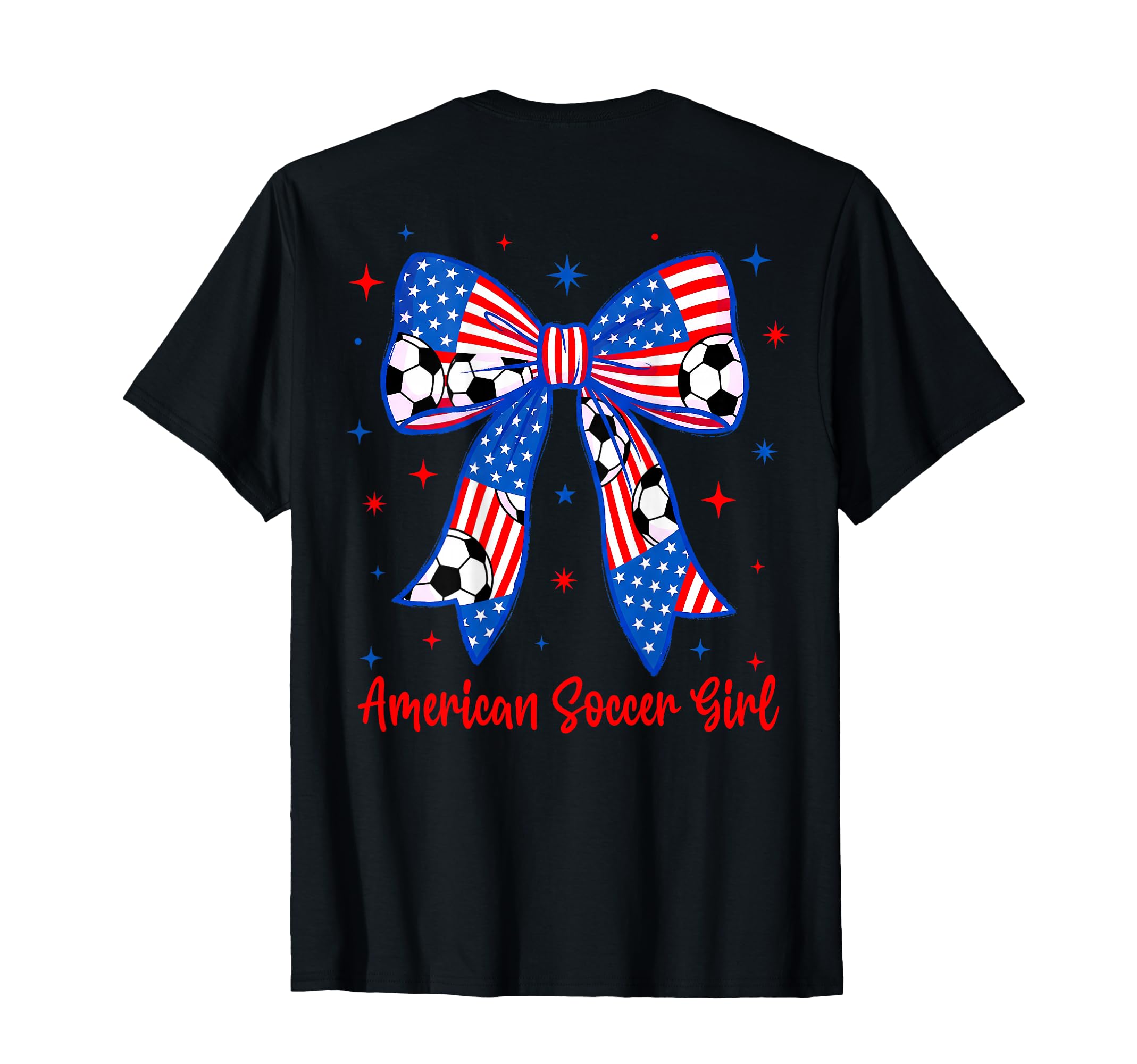 Coquette Bow American Flag Soccer 4Th T-Shirt - Streetwear Style Men Women