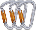 Auto Locking Rock Climbing Carabiner Clips, Heavy Duty Asymmetrical Carabiner Connector Used for Rappelling Rescue Outdoor Climbing, Mountaineer, Hammock, Camping
