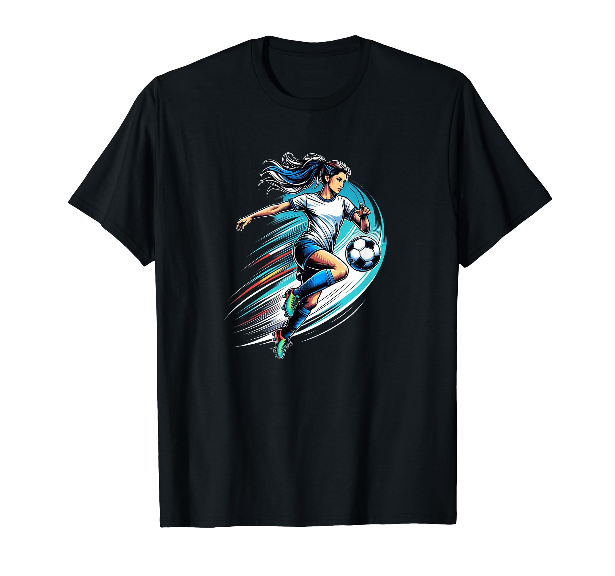 Fierce Striker Dynamic Soccer Action T-Shirt - Casual Everyday Wear Unisex