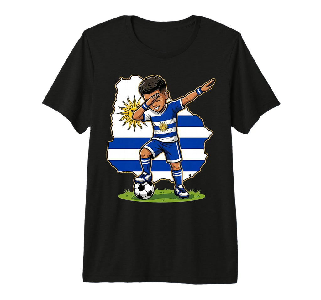 Uruguay Soccer Dab Flag Tri Blend T-Shirt - Trendy Graphic Unisex