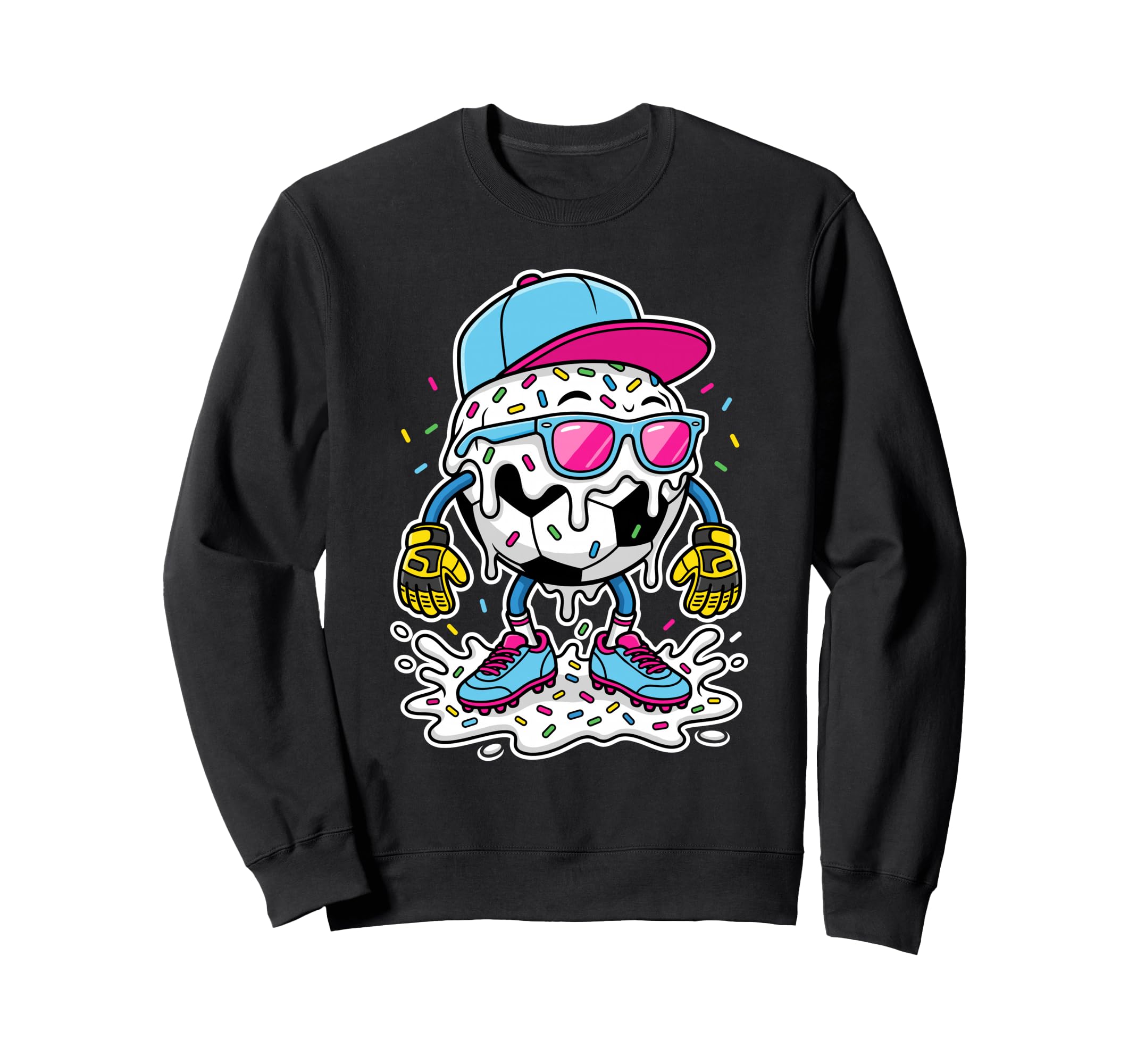 Soccer Ball Melting Ice Cream Drip Sweatshirt - Graphic Print for Adults