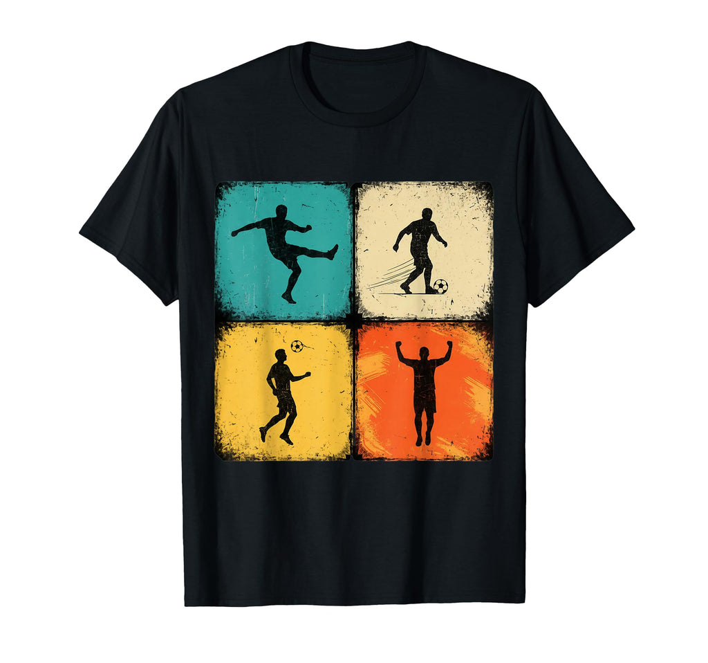 Soccer Player Multi Panel Colorful Tile T-Shirt - Graphic Print Unisex