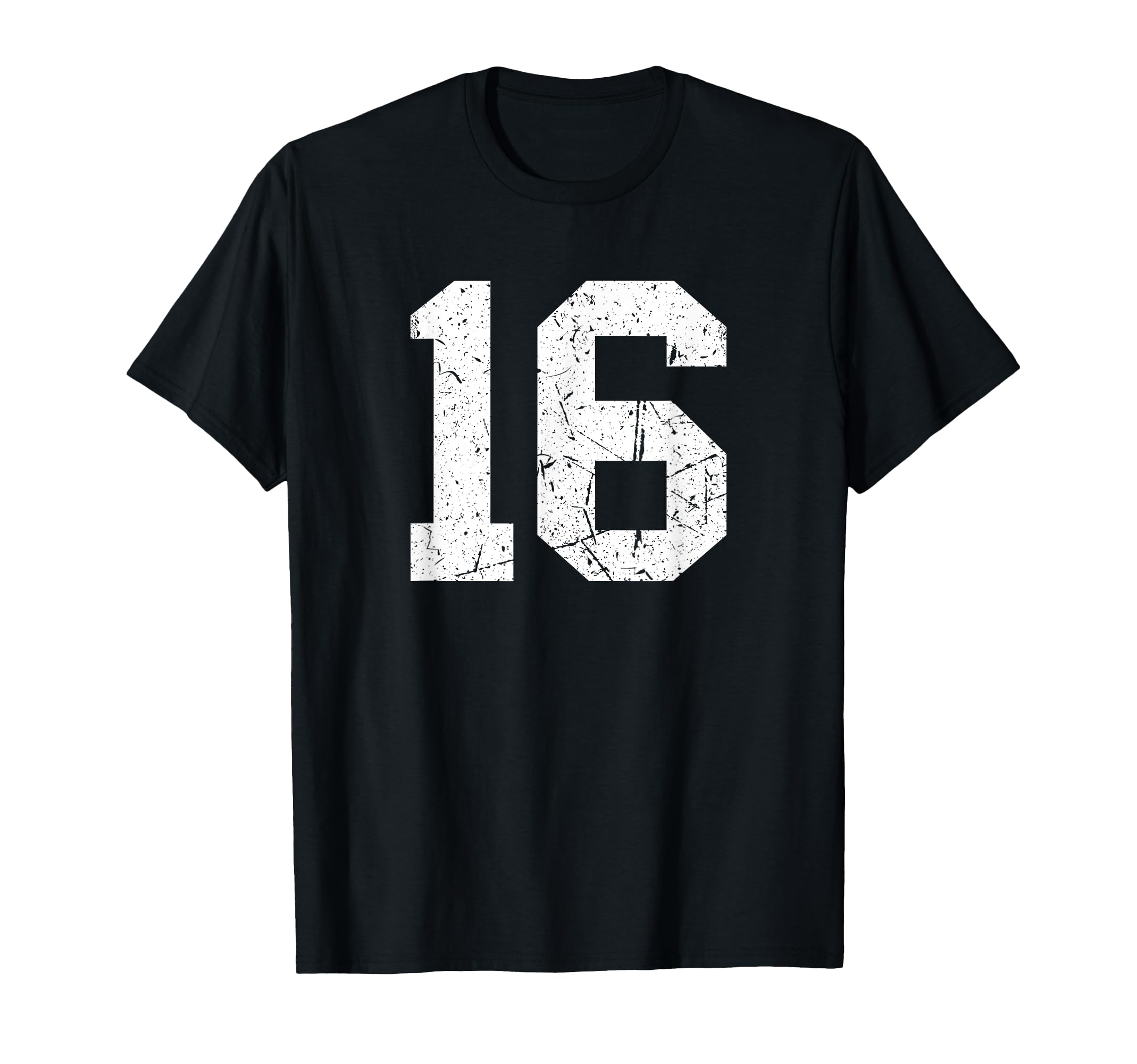 Number 16 White Sports Team Varsity T-Shirt - Minimalist Print Unisex