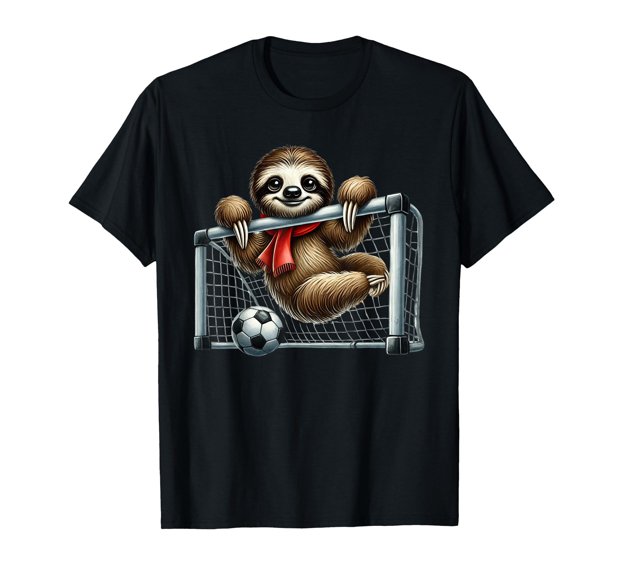 Sloth Football Goalie Hanging Goal Net T-Shirt - Novelty Apparel Men Women