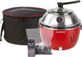 GrillTime Tailgater GT Hood Combo 13 Inch - Portable Charcoal Grill with Hood, Small Tabletop Grill for Tailgate Parties, Camping, Beach BBQ Red