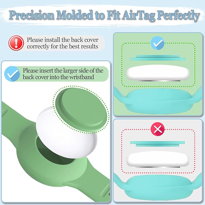 Kids Waterproof Bracelet Compatible with Apple AirTag, Hidden Silicon Protective Case for Air Tag GPS Tracker Holder, Adjustable Anti-Lost Watch Band for Toddler Child (4 Pack)