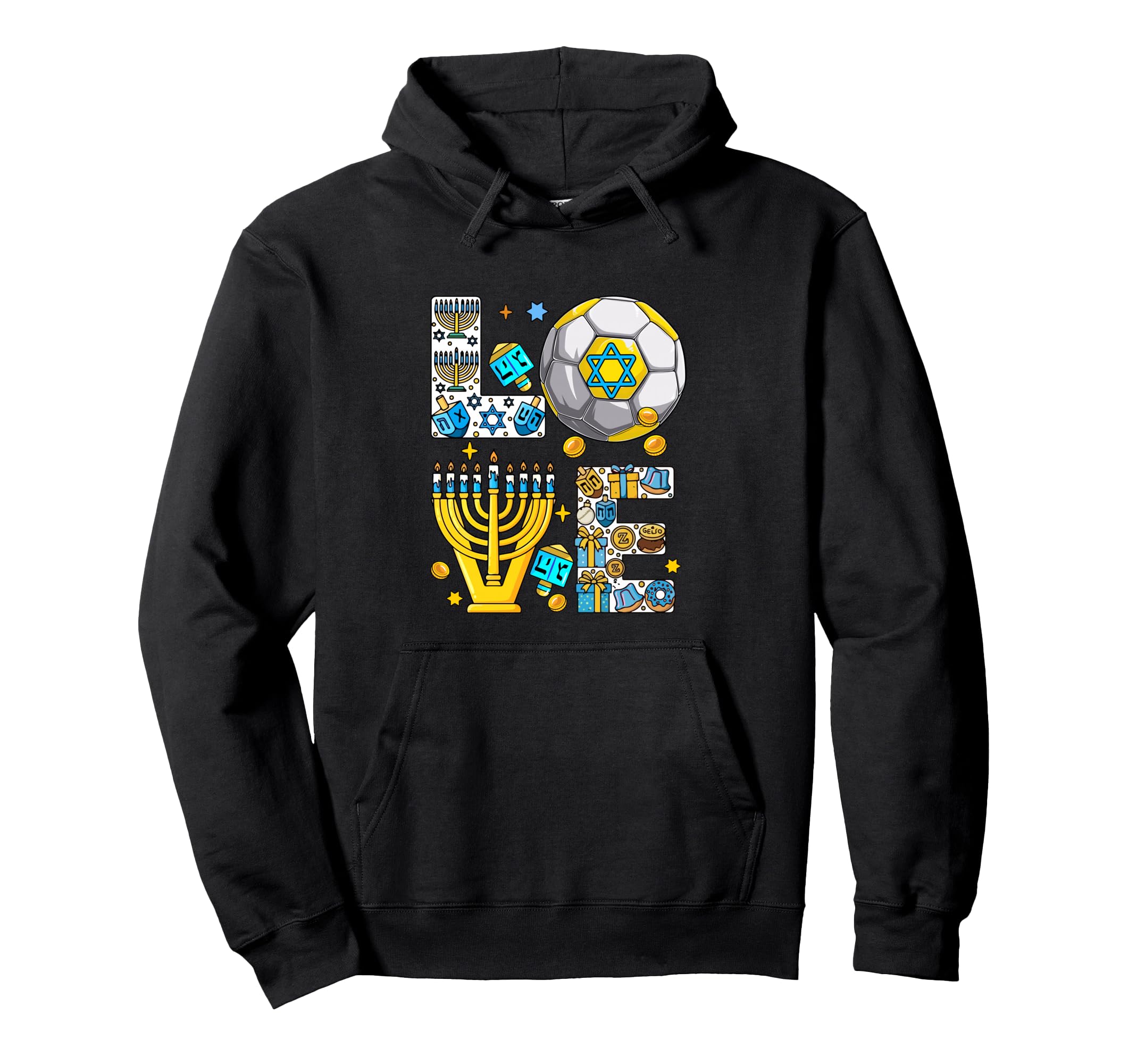 Love Hanukkah Menorah Costume Soccer Hoodie - Unique Graphic Men Women
