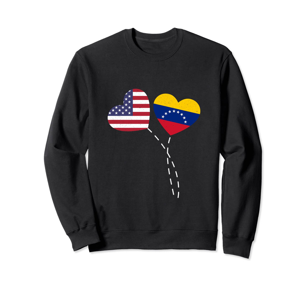 Loving Usa Venezuela Flag Heart Sweatshirt - Fun Novelty Design for Adults